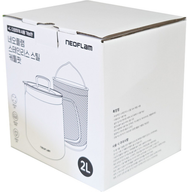 네오플램 인덕션 스텐 304 케틀팟 주전자 2L 채망포함, 304 스테인리스, 1세트
