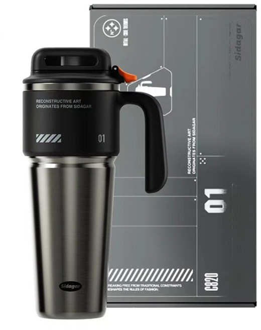 세다가 C820 사이버 세라믹 316L 스테인리스 대용량 텀블러 1000ml (빨대/손잡이), 1개, 검정