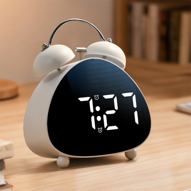 벨레스 구름 LED자명종 탁상시계 시끄러운 알람시계, 화이트