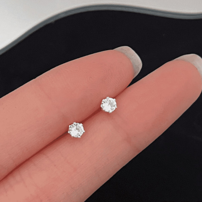 S925 데일리 실버 큐빅귀걸이