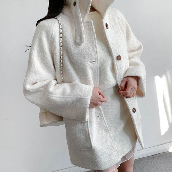 [마켓제이MARKETJ] 부클링 누빔 트렌치 하프코트(3col)