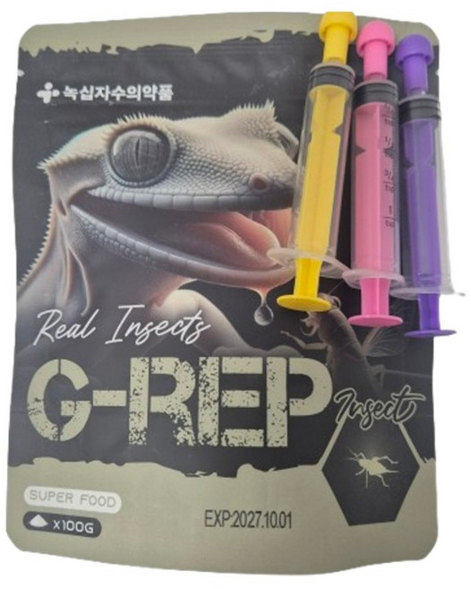 지렙 슈퍼푸드 인섹트 주사기포함 G-rep 게코 크레 비어디 파충류 사료 밥 먹이, 1개, 100g