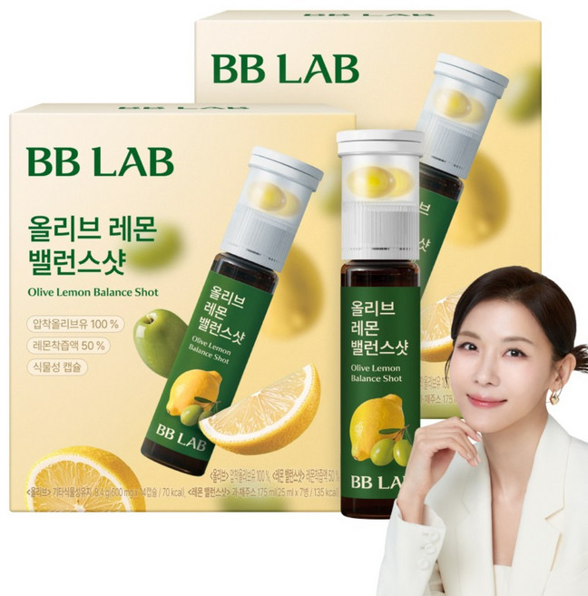 비비랩 올리브 레몬 밸런스샷 600 mg x 2캡슐 + 25 ml 7병, 2개, 7회분