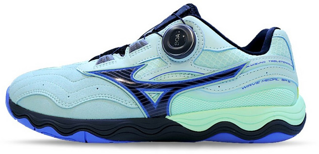 미즈노 인도어 운동화 웨이브 메달 SP5 탁구화 (블루민트블랙) 81GA241221 + 미즈노 신발주머니