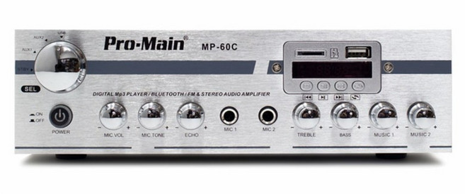 블루투스 200W 2채널 매장용 미니 앰프, MP-60C (실버), 혼합색상
