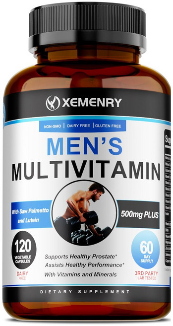 남성 건강 종합 비타민 면역력 강화 에너지 부스팅 항산화 블렌드 루테인 & 라이코펜 함유 프리미엄 영양제, 1개, 60정