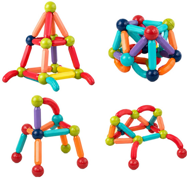 이큐나라 3D 입체 자석블럭 창의력발달 아기 자석놀이 세트 100pcs, 1세트, 혼합색상