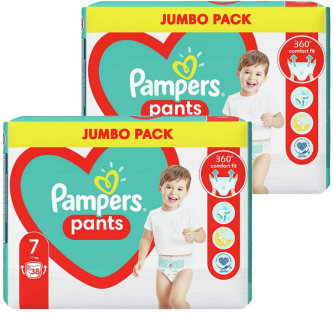 유럽산 팸퍼스 베이비드라이 팬티 3~8 단계 파우더향, 7단계, 76매