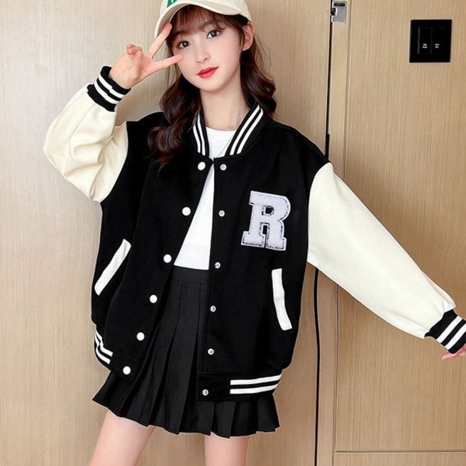 으니미니 주니어 간절기 R자수 야구점퍼