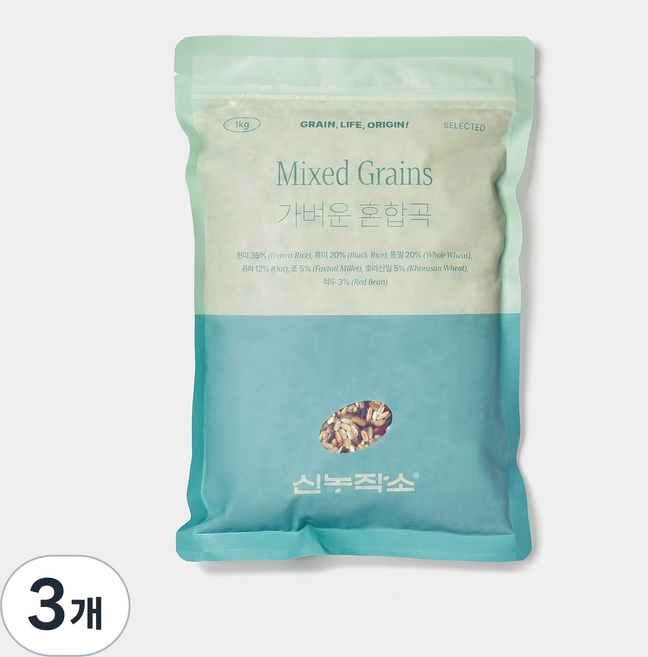 가벼운 혼합곡 1kg | 다이어트밥 잡곡밥 잡곡쌀 통밀 귀리 대용량 [원산지:상세설명에 표시], 3개