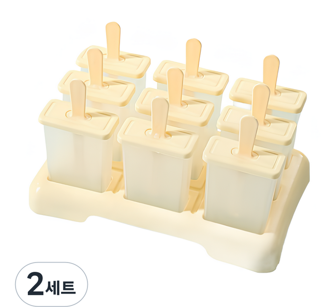 데일리업 9구 대용량 아이스크림틀 몰드 DIY, 2세트, 베이지