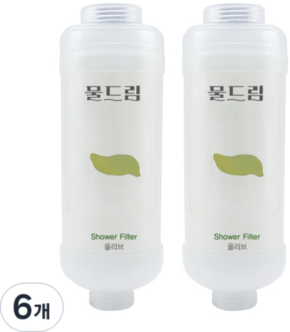 샤워필터 염소제거 비타민C 피부보습 녹물제거 두피케어 아로마향, 6개, 오크베리