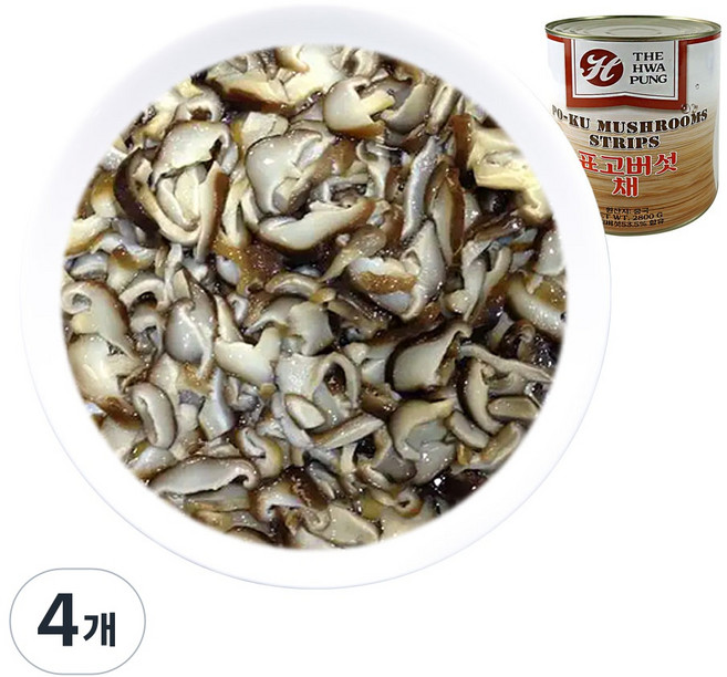 (배터짐) 차이나 THP 표고버섯채 표고버섯 통조림 마라탕 짬뽕 중화요리, 2.8kg, 4개