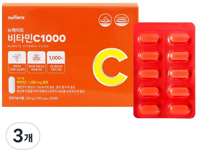 뉴메이트 비타민C 1000, 200정, 3개