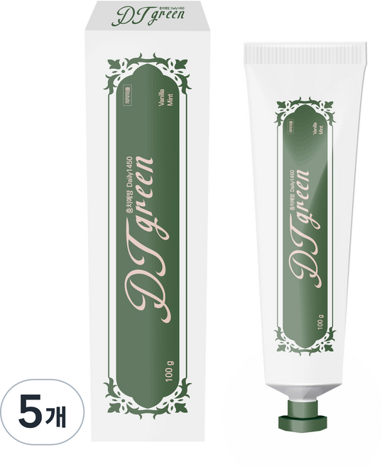 디티그린1450치약 바닐라민트향 보건소 치과 병원 상품, 100g, 5개