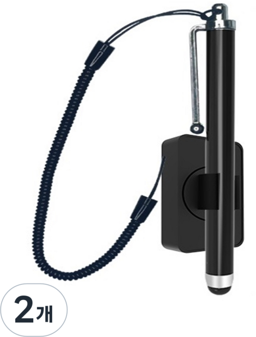 솔레르 고감도 오토바이터치펜, 2개, 블랙