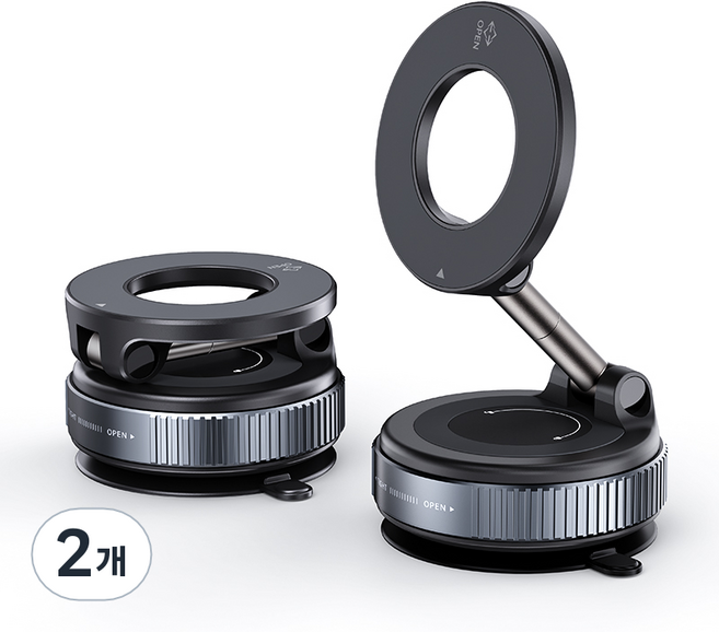 윰스모르 맥세이프 360도 회전 진공 흡착 차량용 핸드폰 거치대, 블랙, 2개