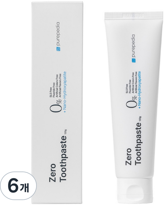 순수백과 제로치약 계면활성제 없는 무불소 임산부 어린이, 120g, 6개