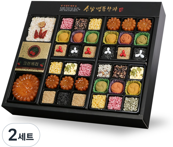 수담한과 고급지함 2호 수 2단구성 한과 선물 세트, 2세트, 1.2kg