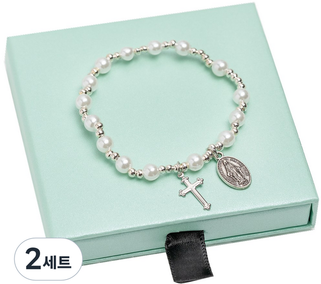 다니엘의기도 묵주 팔찌, 2세트, 화이트01_S