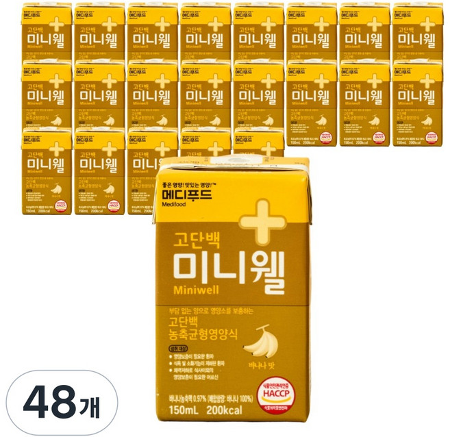 메디푸드 고단백 미니웰 바나나맛 농축균형영양식, 150ml, 48개