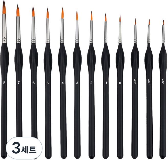 아트 미술용 브러쉬 12종 세트(펜슬/디테일펜슬/아크릴 수채화 전용 브러쉬), 3세트