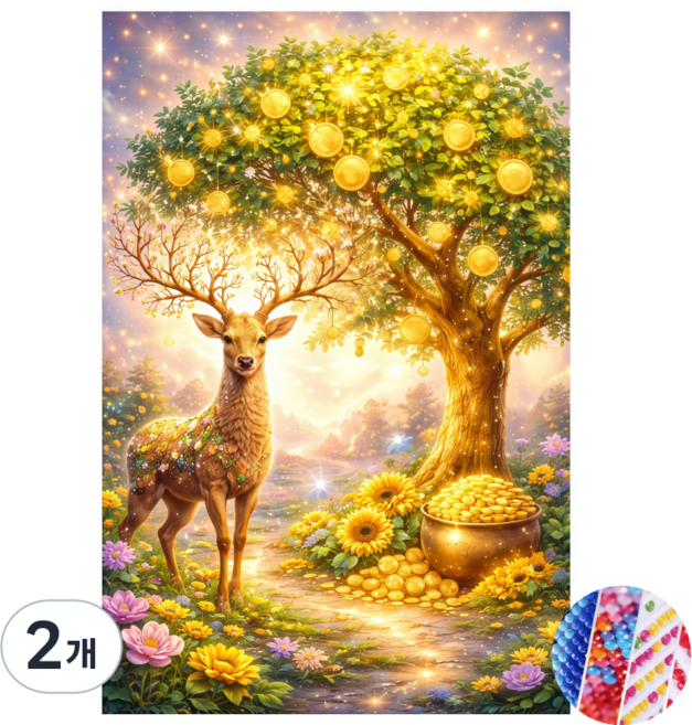 상덕 보석십자수 DIY 키트 캔버스형 액자40 x 50cm, 2개, YH030