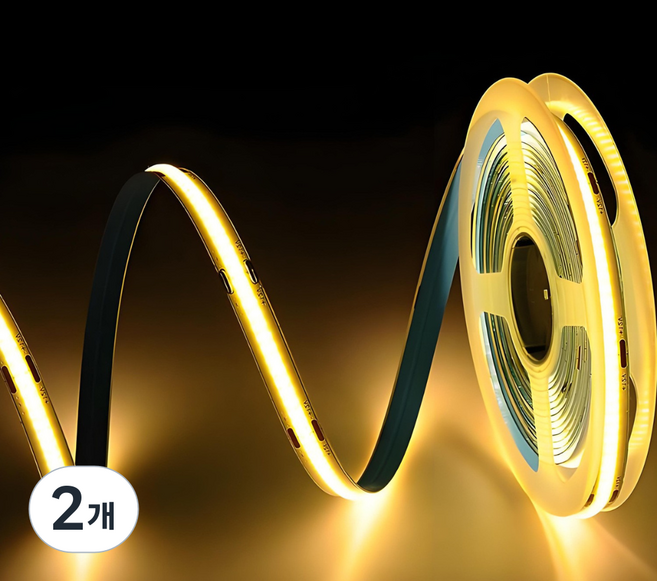 원그리드 USB COB LED 스트립 5m 잘라쓰는 줄조명 밝기조절, 2개, 전구색
