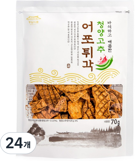 동일식품 청양고추 어포튀각 매운맛 간식 야식, 24개, 70g