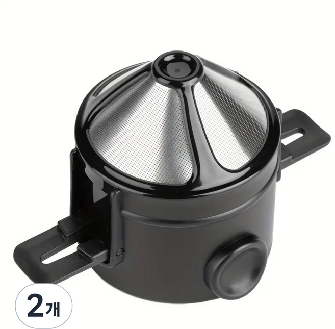 휴보그 종이필터 필요없는 스테인리스 커피 드리퍼, 2개, 필터본체, 60ml