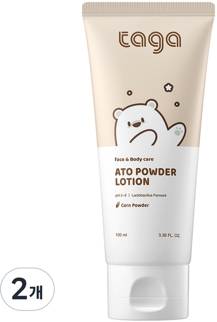 타가 비건 로션형 촉촉한 베이비파우더 땀띠 크림, 2개, 100ml