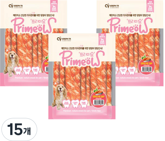 프리미요 강아지 딩고껌 스틱 24p, 연어, 240g, 15개