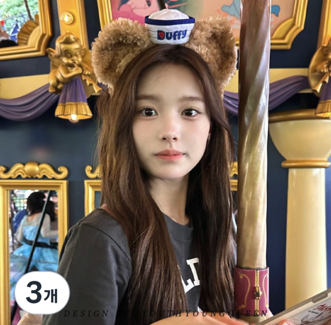 복실 곰돌이 모자 머리띠 헤어밴드, 3개