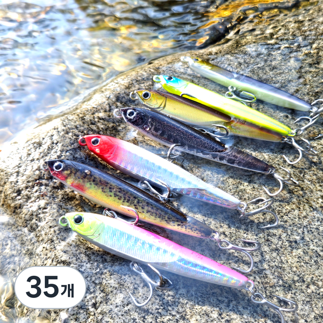 비거리 특화 홀로그램 레이저 싱킹 미노우 루어 낚시 미끼 전수심층 공략, 35개, 14g, 혼합(MIX)