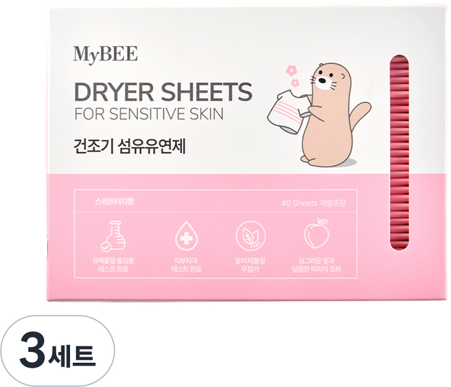 마이비 피부에순한 건조기시트 섬유유연제 스위트터치향, 40개입, 3세트