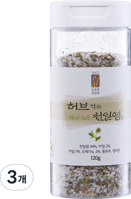 [손봉훈천일염] 솔트레인보우 허브 천일염, 3개, 120g