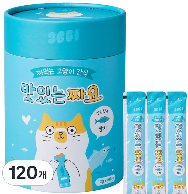 3651 맛있는 짜요 짜먹는 고양이 간식, 참치, 12g, 120개