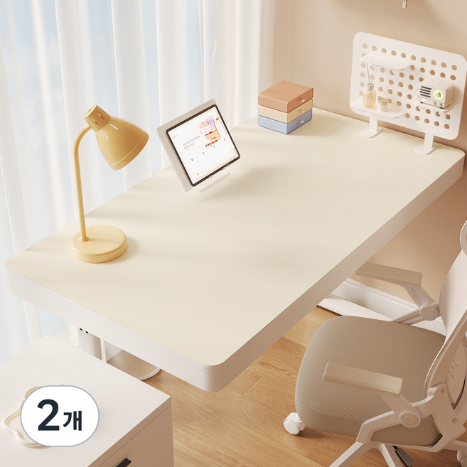 깔끔한 미끄럼 방지 책상 매트 수상스키 학생 책상 매트 사무실 책상 보호대 다용도, 2개, 베이지(50*80)
