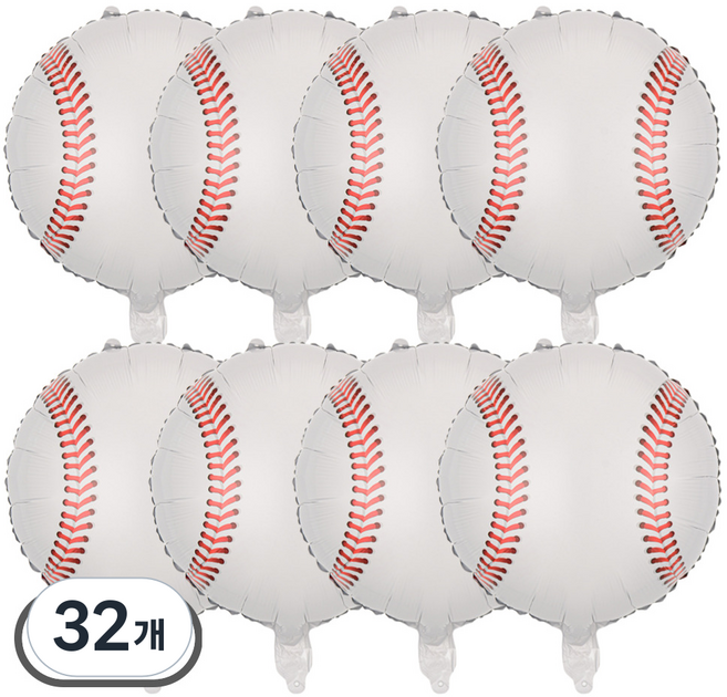 스마일파티 18인치 축구공 농구공 야구공 호일 풍선, 32개, 야구공-화이트