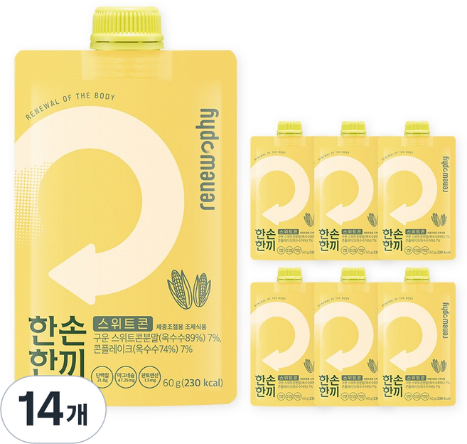 한손한끼 단백질 쉐이크 파우치 프로틴 식사대용, 60g, 14개