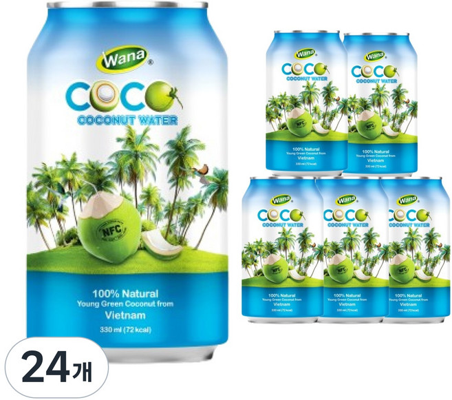 와나 NFC 100% 천연코코넛워터, 24개, 330ml