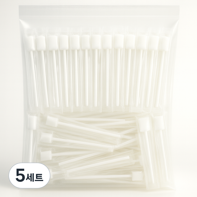 구강 스펀지 칫솔 100개 와상 노인 구강관리 병원/요양병원/간병 환자용, 5세트, 100개입