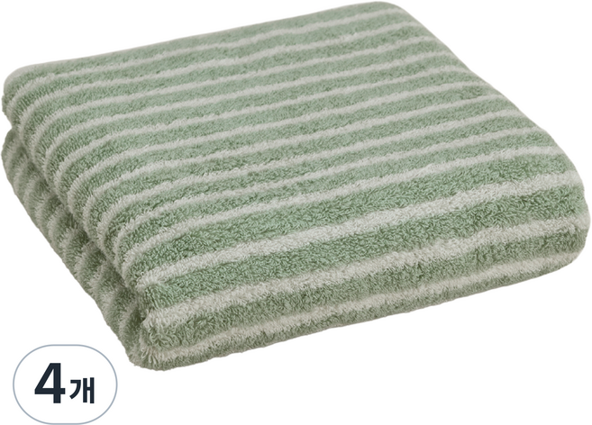 코에르 오가닉 에버닌 그린 타월 40수 코마사, 4개, 스트라이프(Stripes)