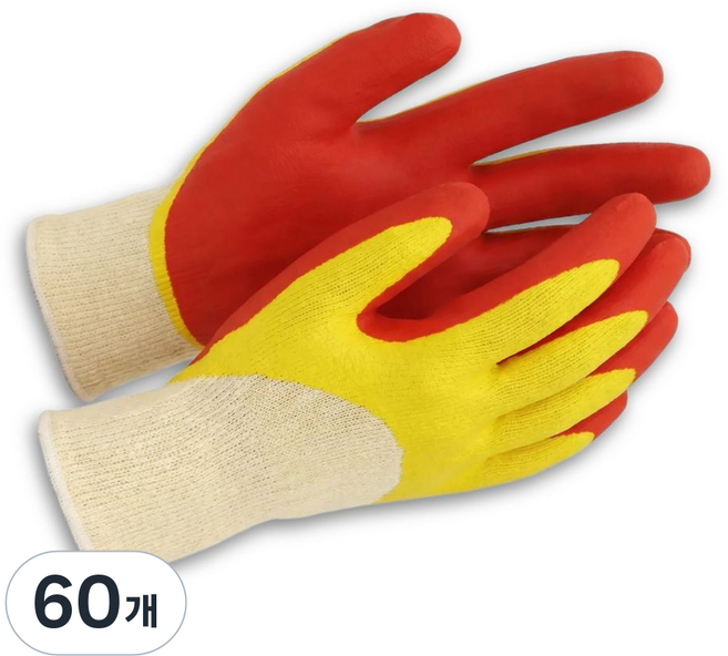 베아트룸 방수 2중 코팅 작업 목장갑, 60개, 혼합색상