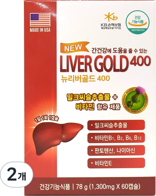 리버골드400 미국산 뉴리버골드400 120캡슐(60캡슐x2box), 3개, 60정 - 쿠팡