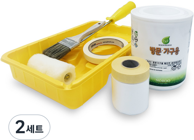 노루표 친환경 우드페인트 냉장고 욕실문페인트 문지방 화장실문페인트 방수페인트 칠하기, 퓨어 화이트 부자재 패키지, 1L, 2세트