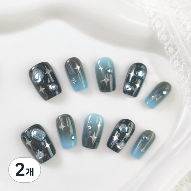 천안각 초특가 고퀼리티 데일리 셀프 핸드메이드 수작업 네일팁, 2개, 04- 디자인 - XS