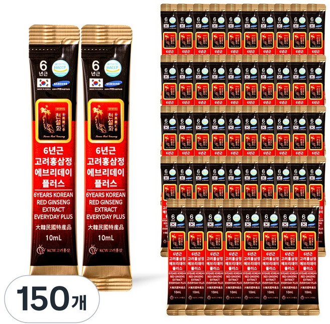 6년근 홍삼 스틱 진액 실속형 끝판왕 에브리데이 플러스, 150개, 10ml