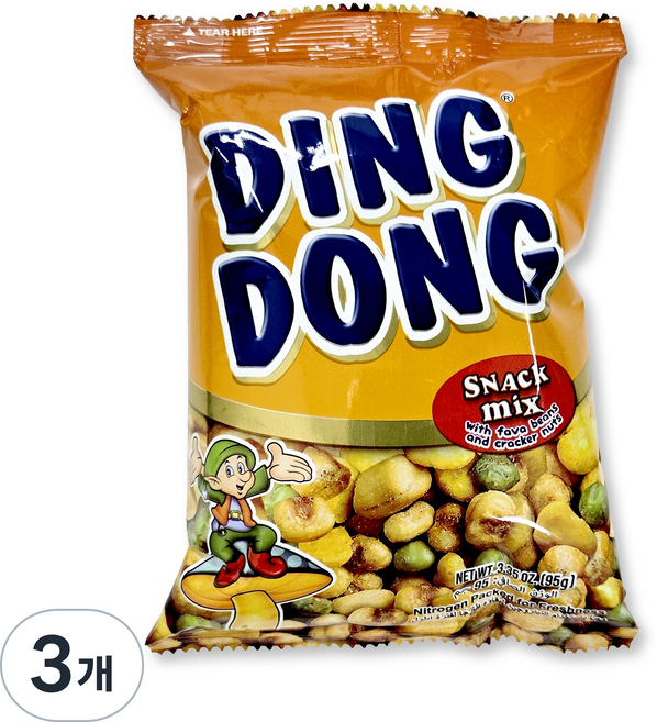 필마트 Dingdong Mixed Nuts Real Garlic Yellow 필리핀 과자 딩동 믹스 너츠 리얼 갈릭 노랑, 95g, 3개
