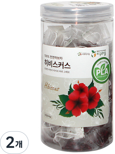 지구마을 생분해필터 PLA 삼각티백 히비스커스 허브티백차, 1g, 50개입, 2개